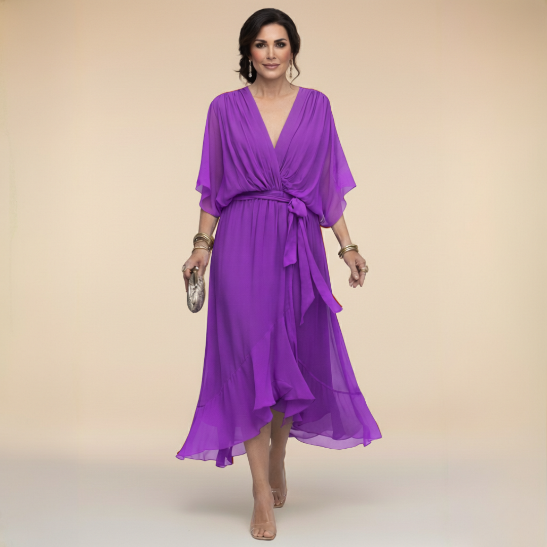 Riley | Chiffon Dress with V-Neck
