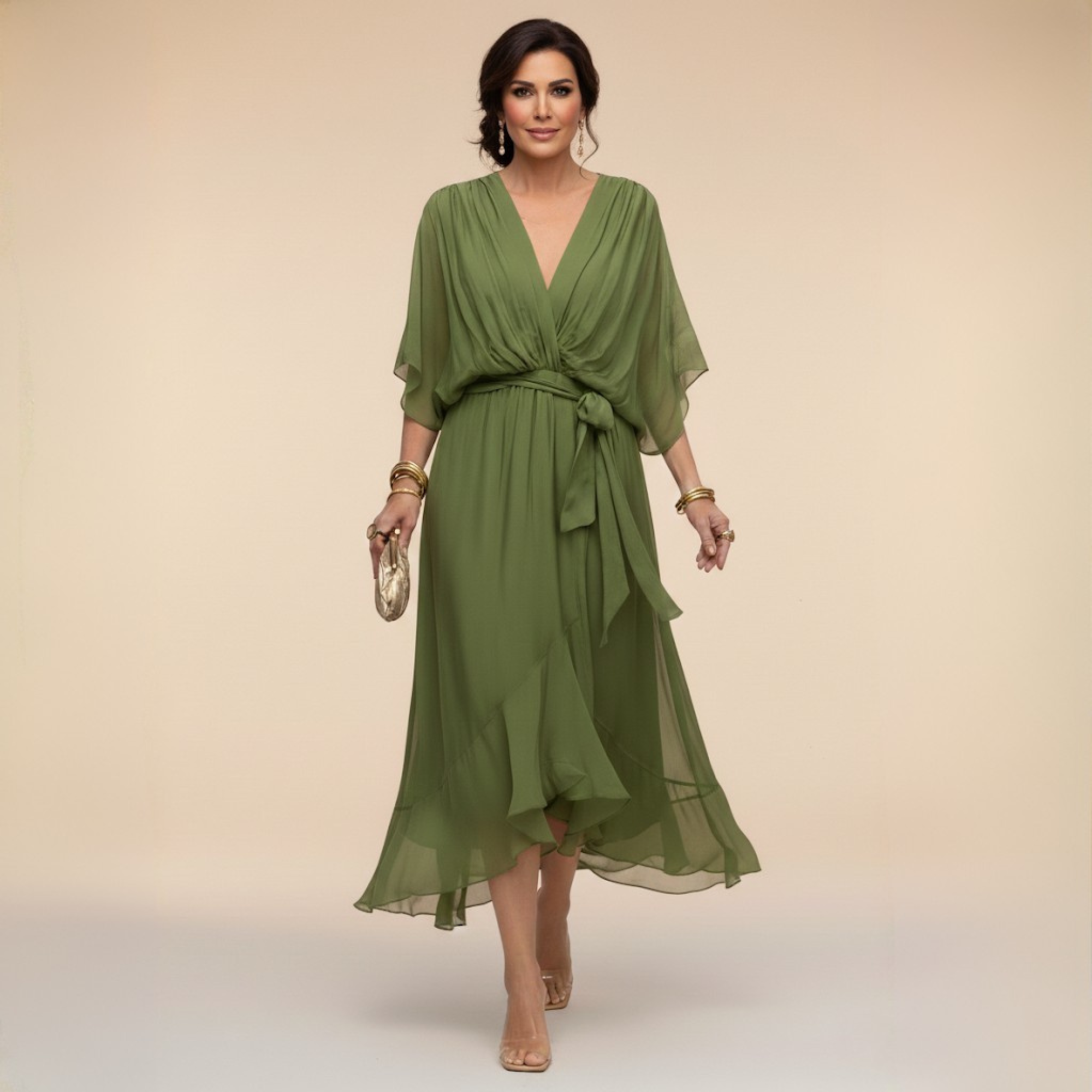 Riley | Chiffon Dress with V-Neck