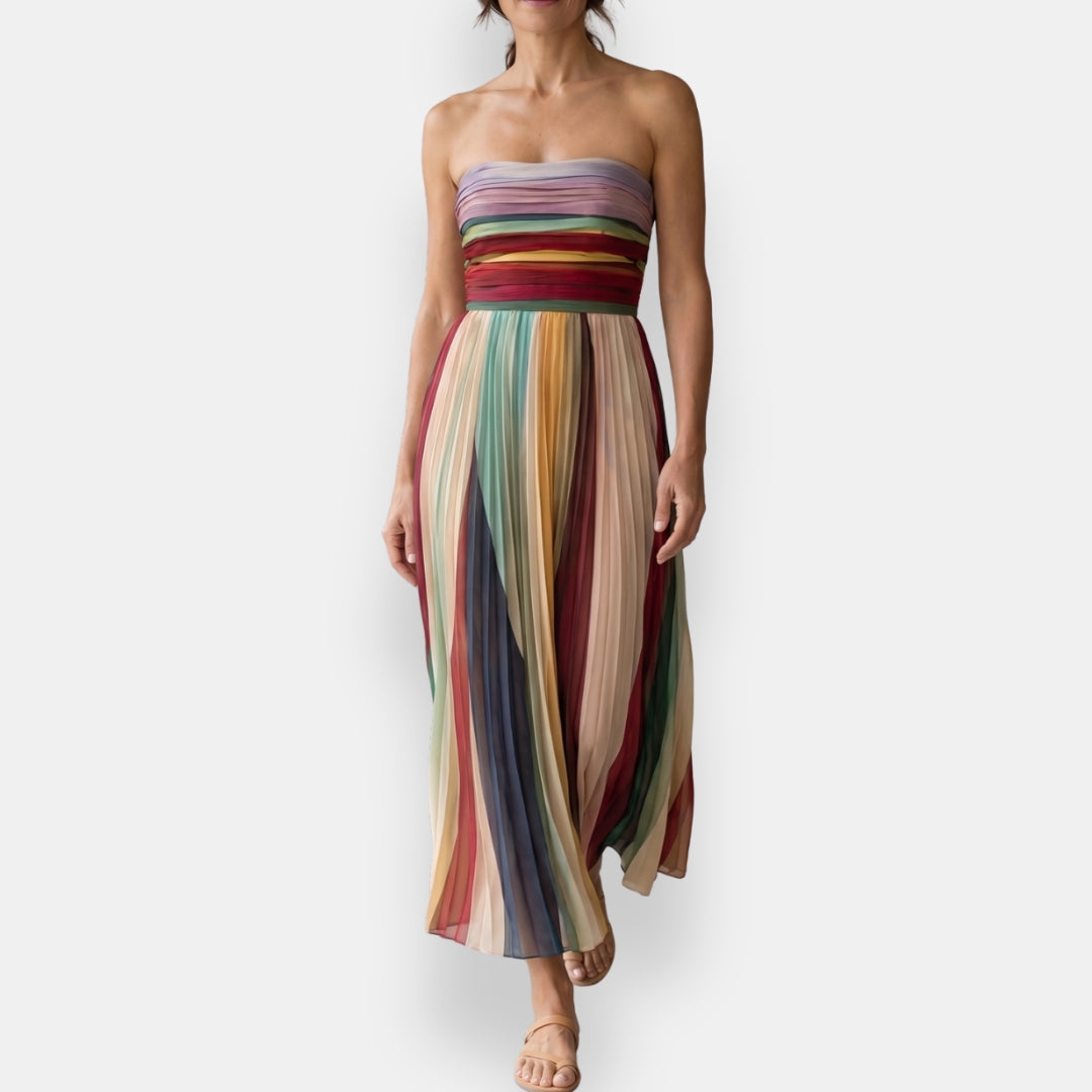 Lillian | Long Pleated Strapless Dress