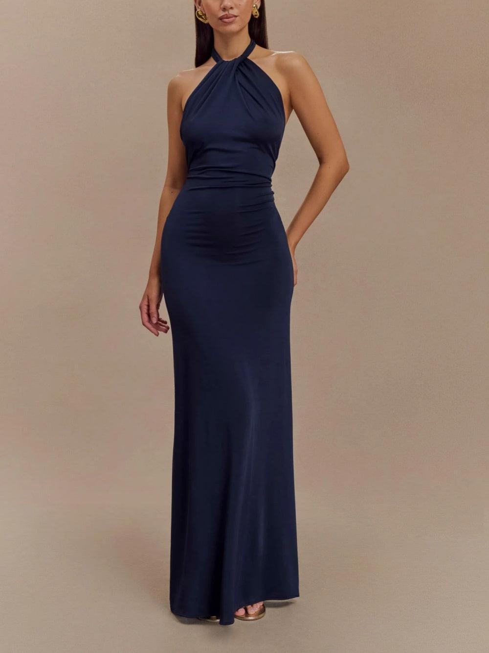 Madison | Slinky Halter Maxi Dress - Lagoon