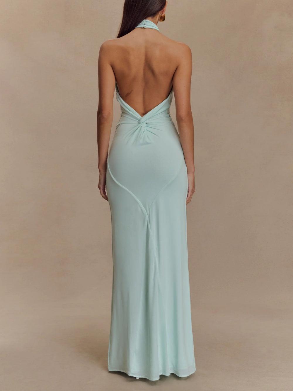 Madison | Slinky Halter Maxi Dress - Lagoon