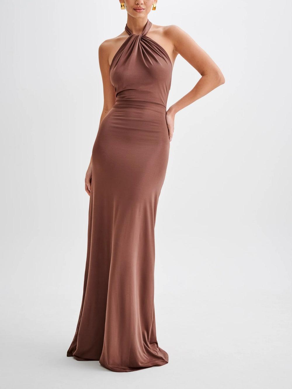 Madison | Slinky Halter Maxi Dress - Lagoon