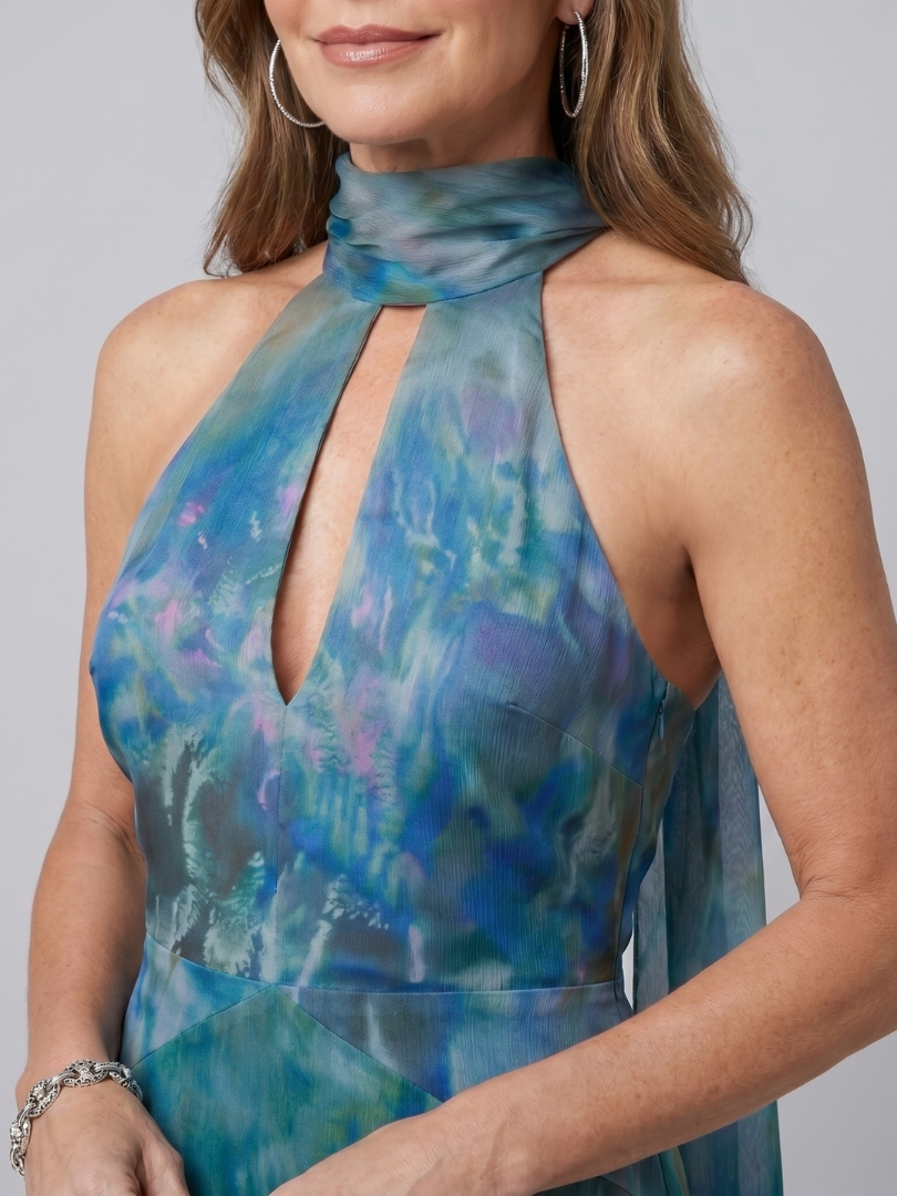Juniper | Sleeveless Keyhole Halter Maxi Dress