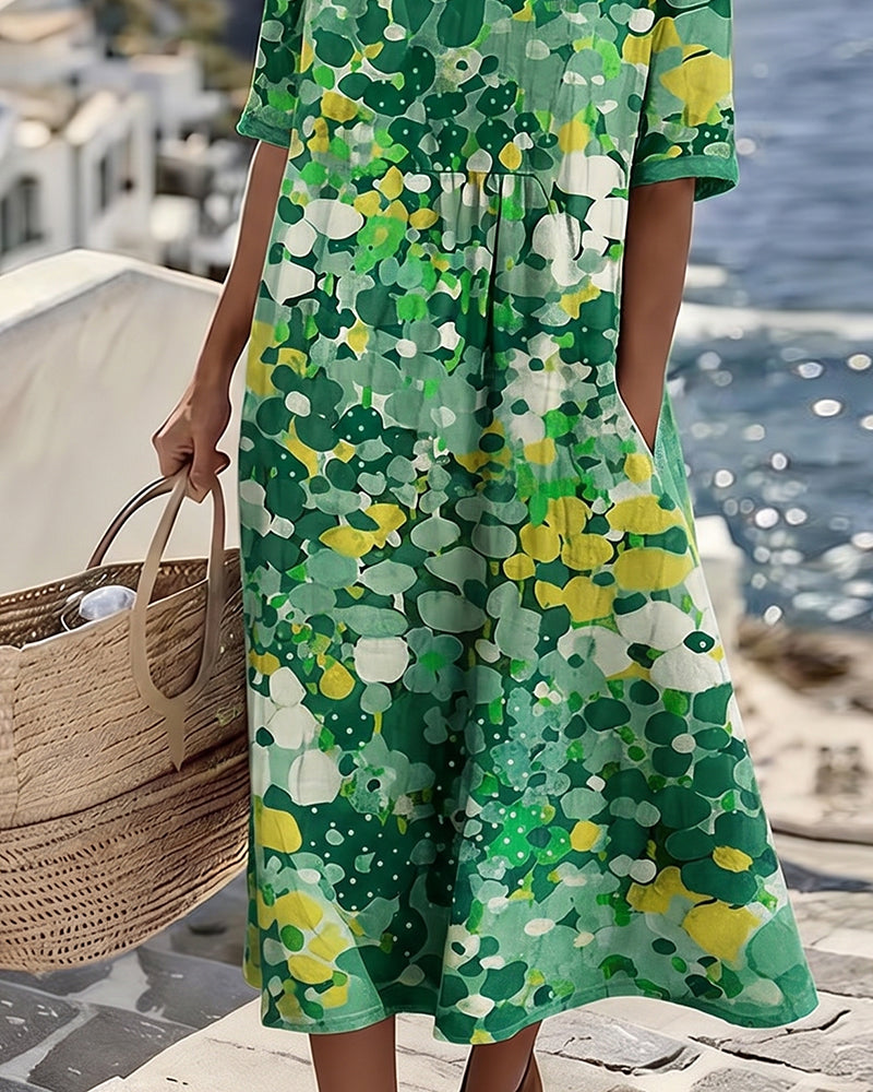 Elena - Chic Floral Midi Dress for Summer