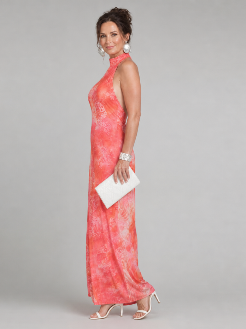 Coraline | Maxi Dress Featuring American Neckline and Vibrant Print