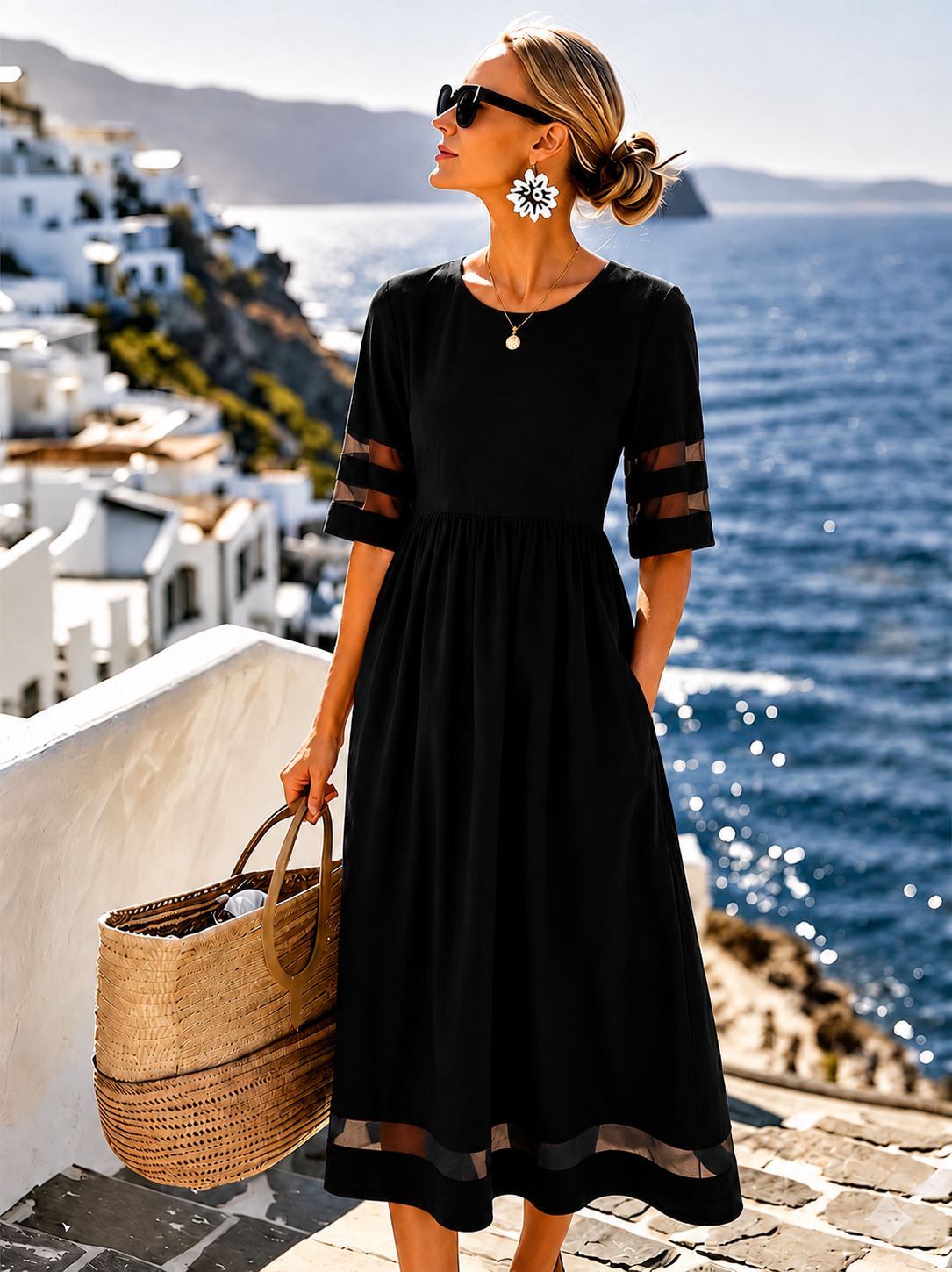 Cerelia | Elegant Midi Dress with Tummy-Smoothing Design