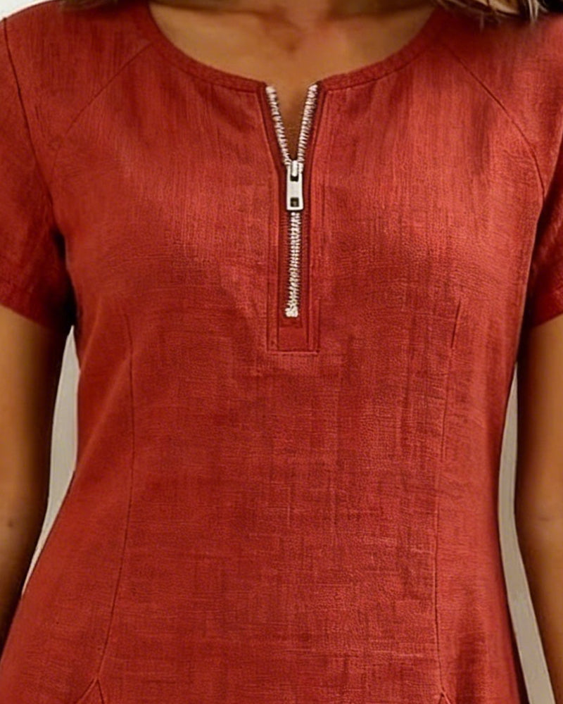 Patricia | Cotton Dress with Zipper Pocket