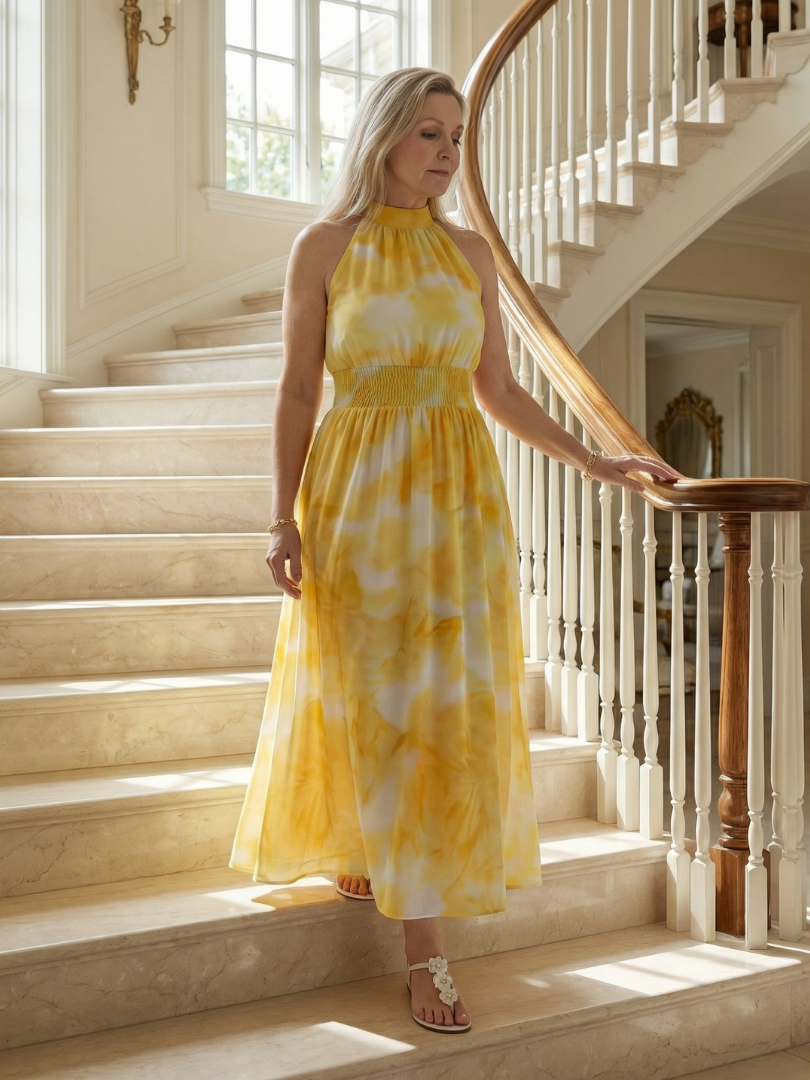 Sylin | Midi Dress Featuring an American Neckline
