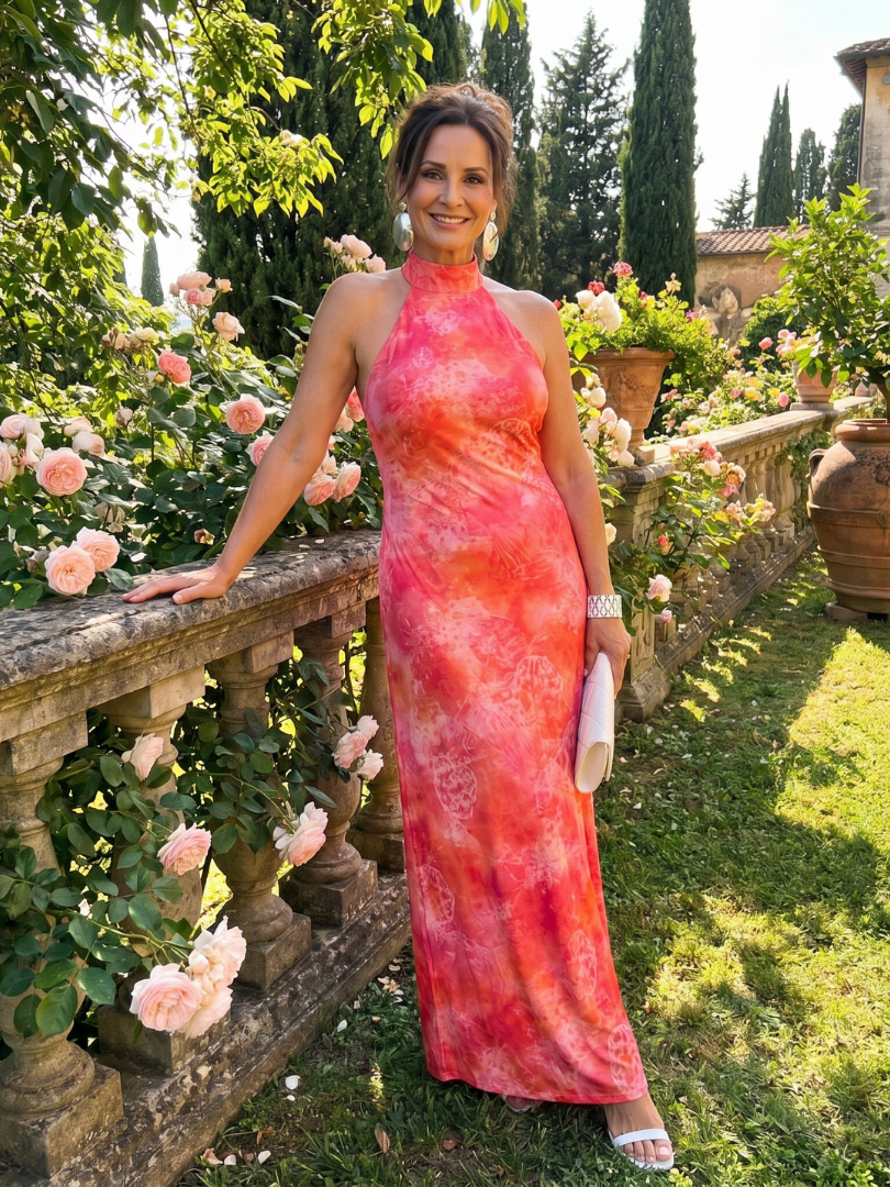 Coraline | Maxi Dress Featuring American Neckline and Vibrant Print