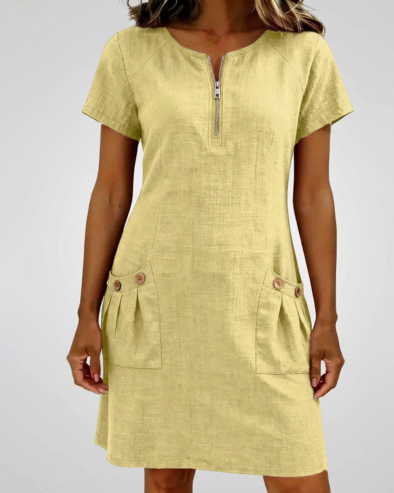Patricia | Cotton Dress with Zipper Pocket