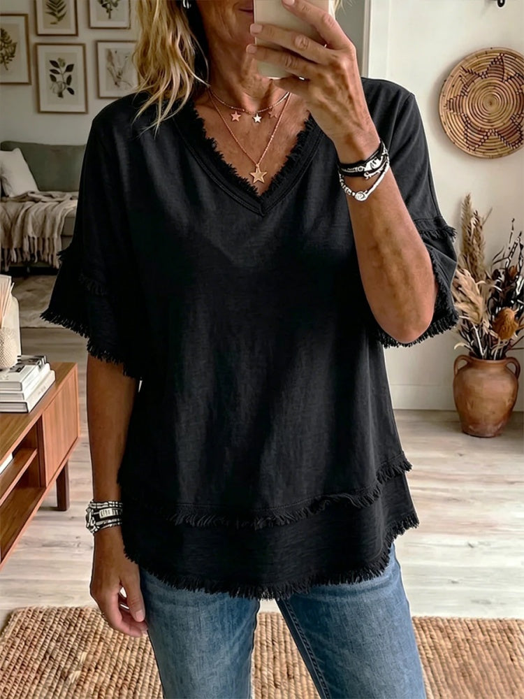 Jessica | Women's Linen V-Neck Top