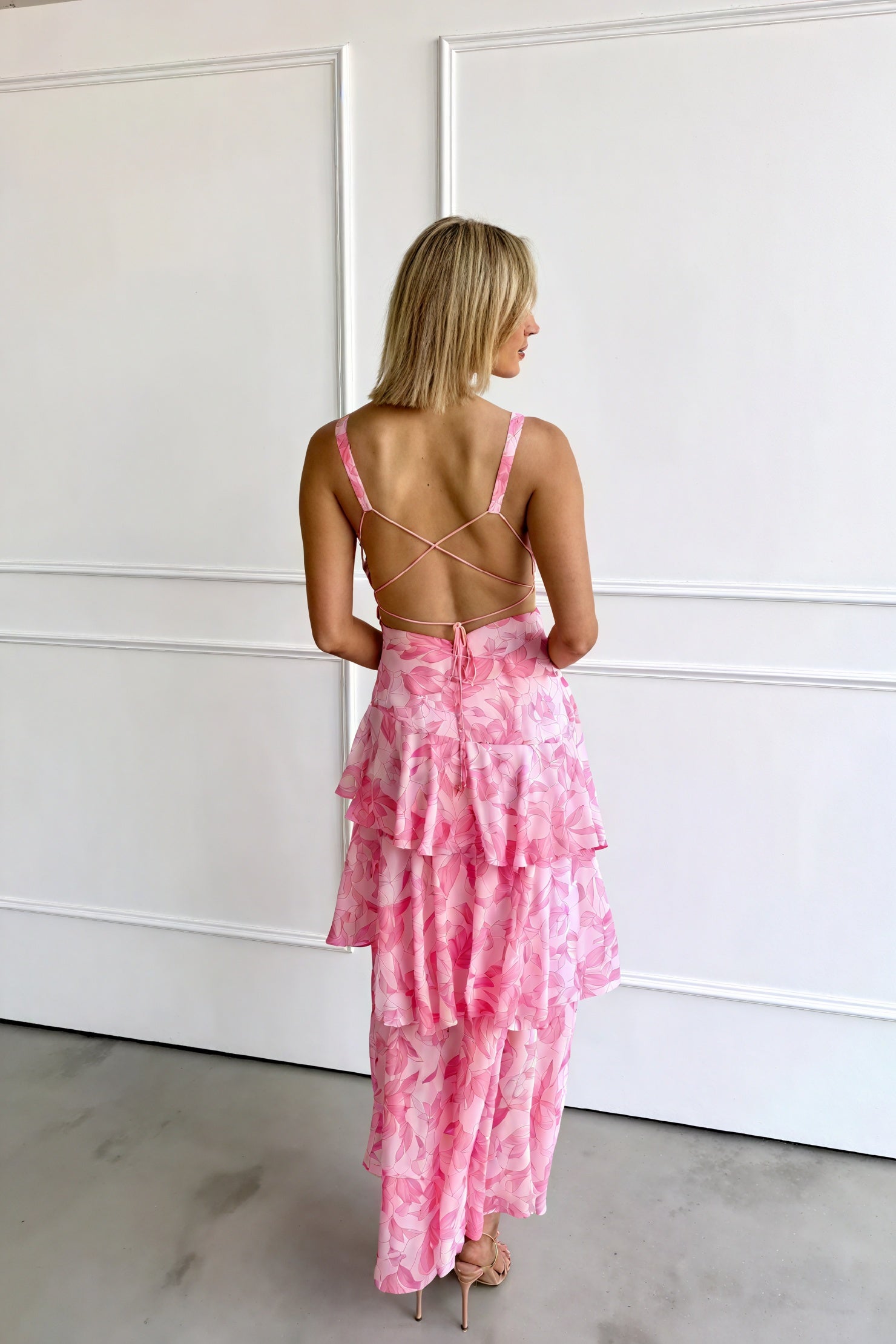 Floral Print Dress with a Deep V-Neck