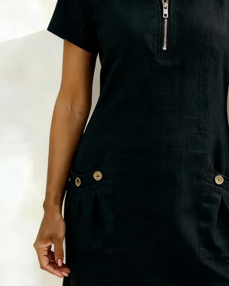 Patricia | Cotton Dress with Zipper Pocket