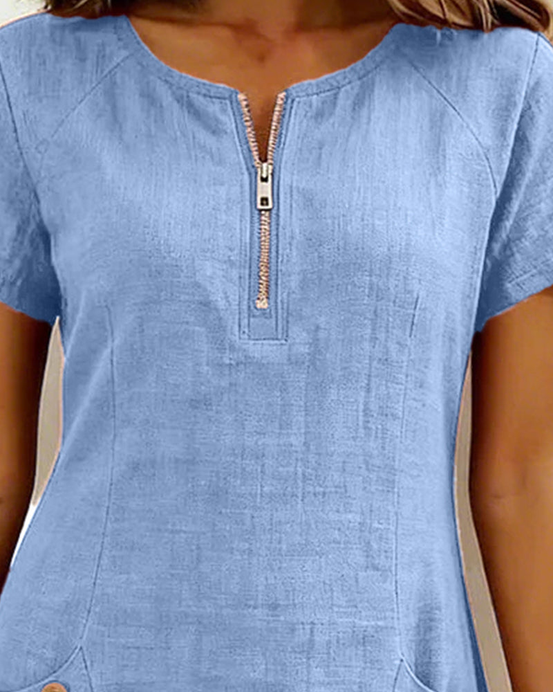 Patricia | Cotton Dress with Zipper Pocket