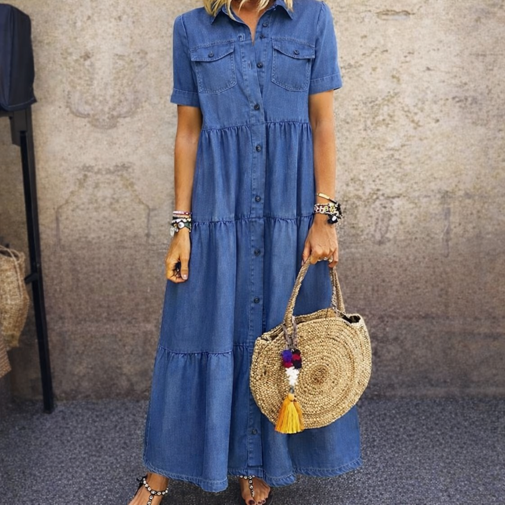 ELIZABETH | MIDI DRESS WITH BUTTON FRONT