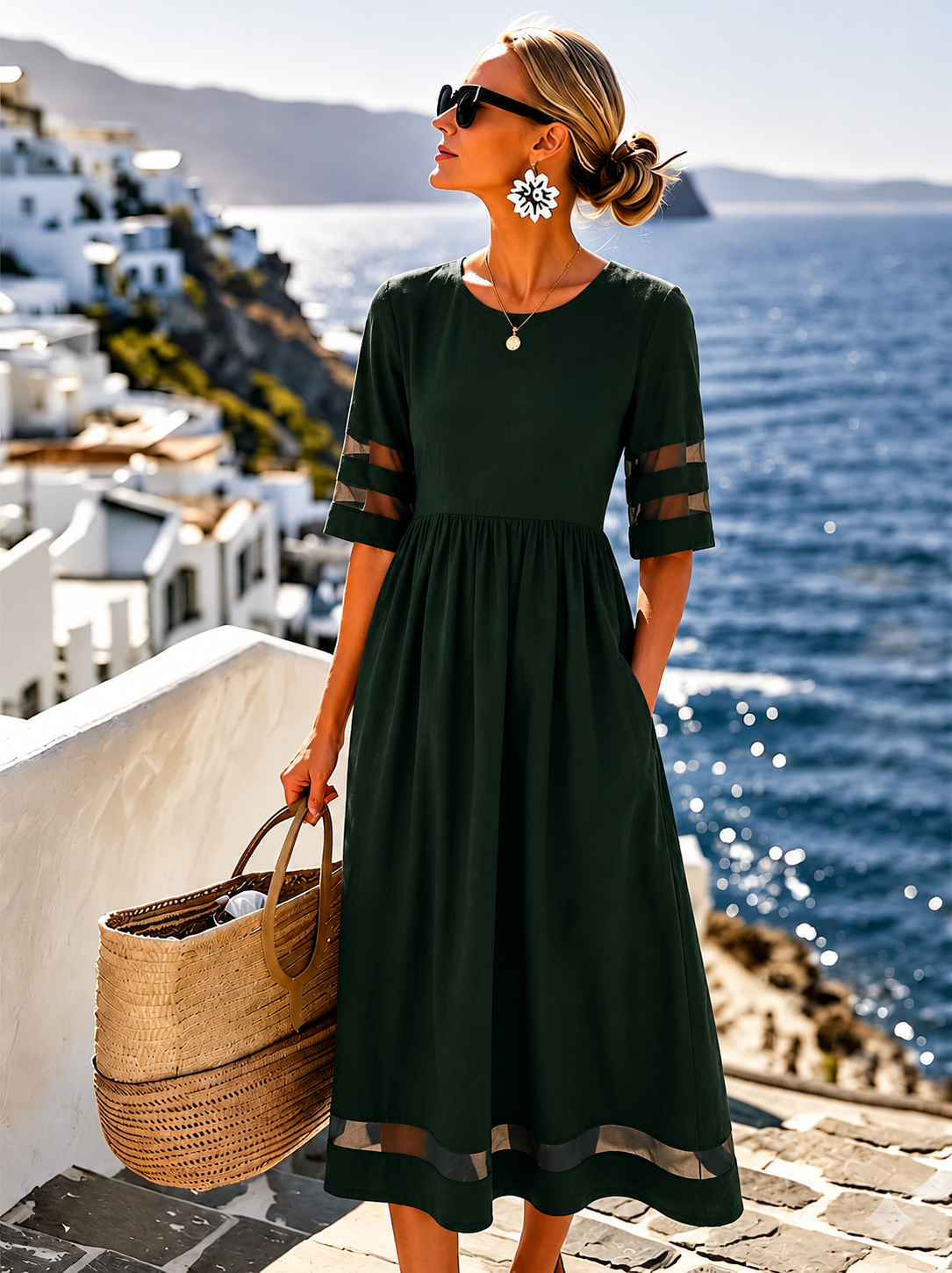 Cerelia | Elegant Midi Dress with Tummy-Smoothing Design