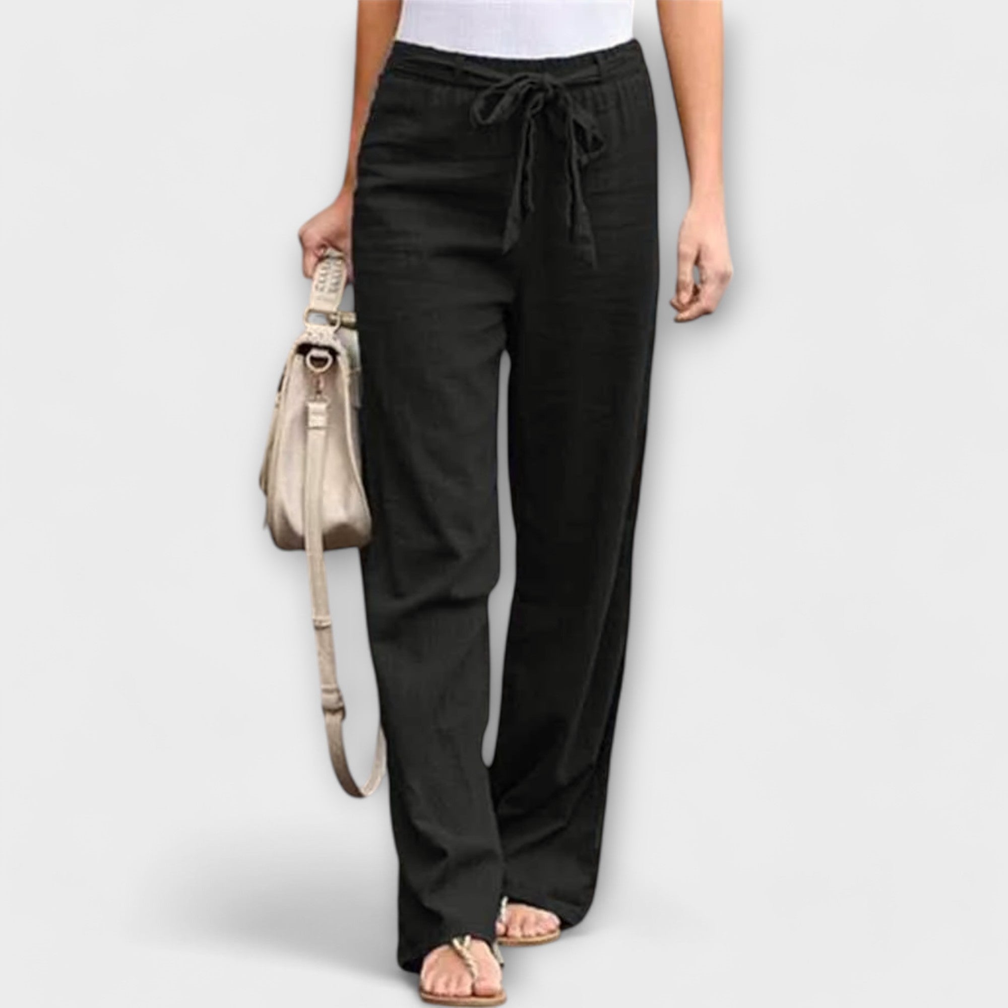 Thessalie Tie Waist Wide Leg Trousers