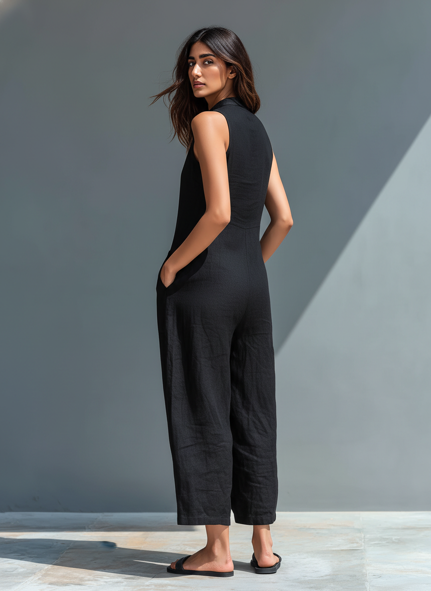 Silvia | Sleeveless Minimalist Dungarees
