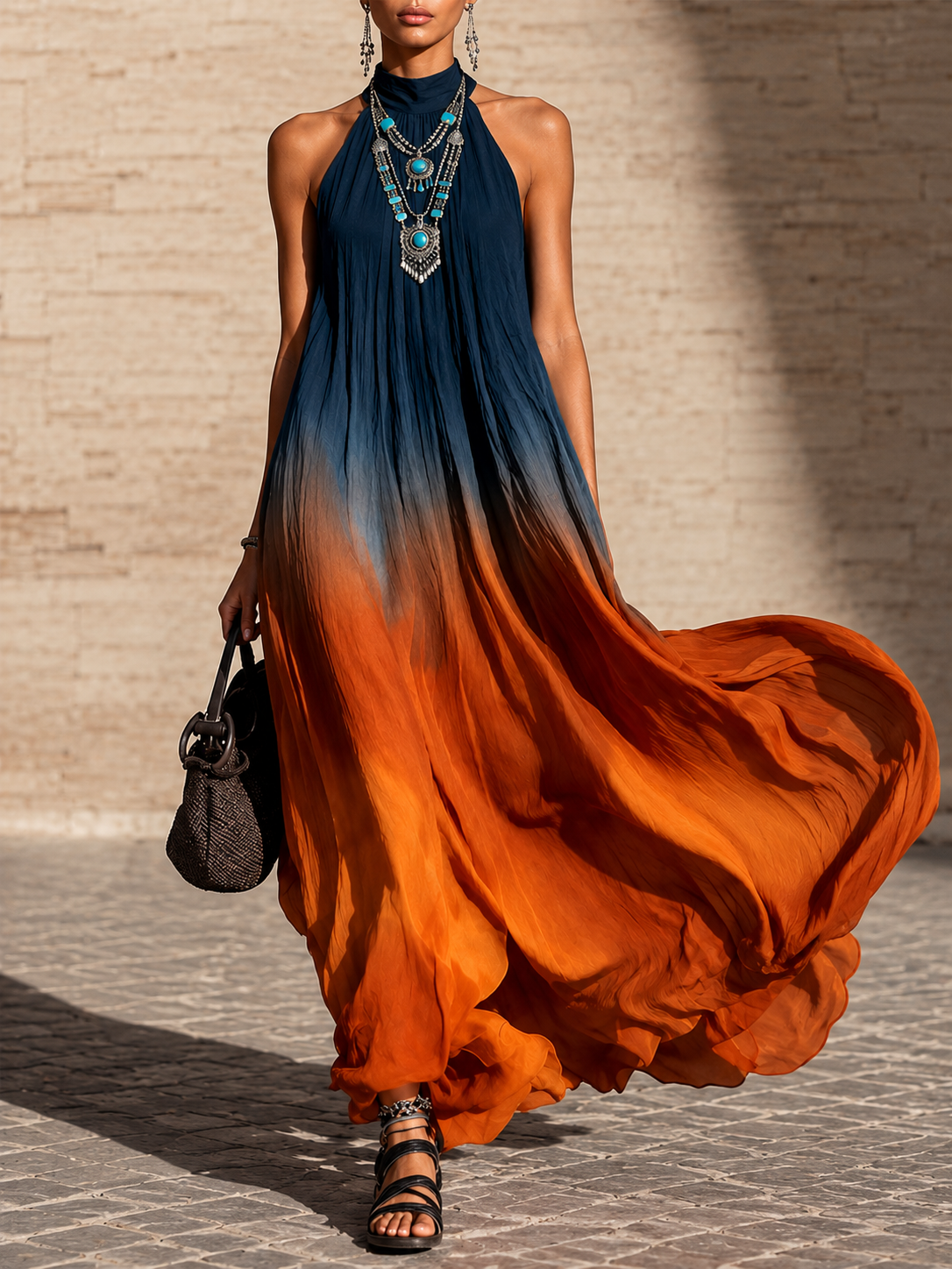 Paula | Long Halter Gradient Dress