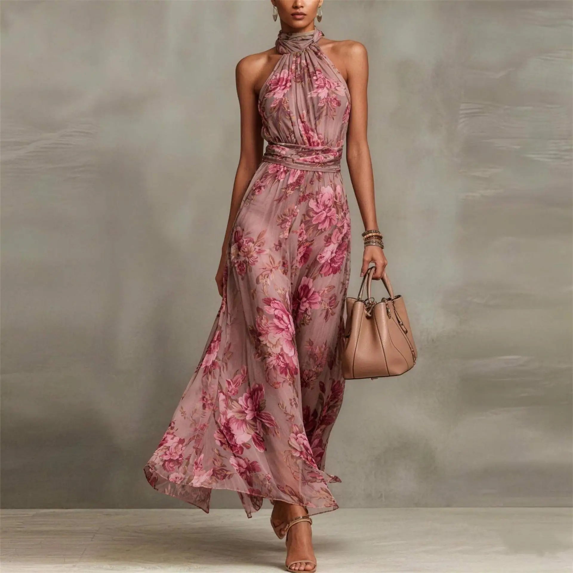 Olivia | Halter Neck Maxi Dress