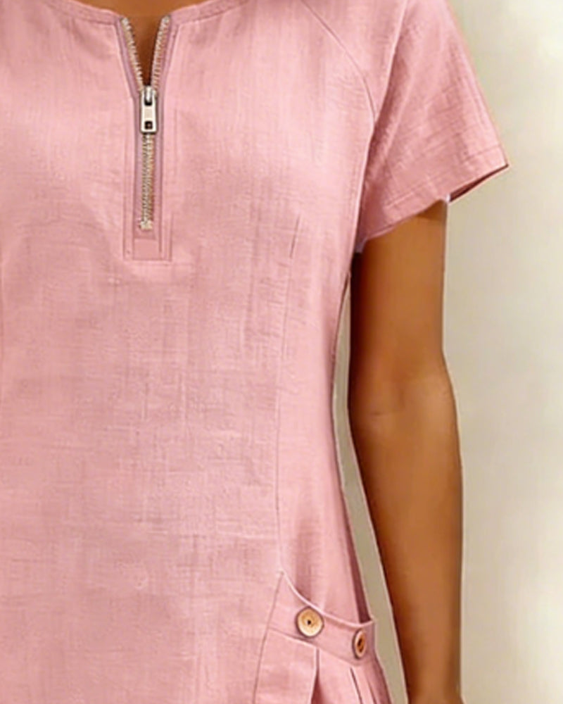 Patricia | Cotton Dress with Zipper Pocket