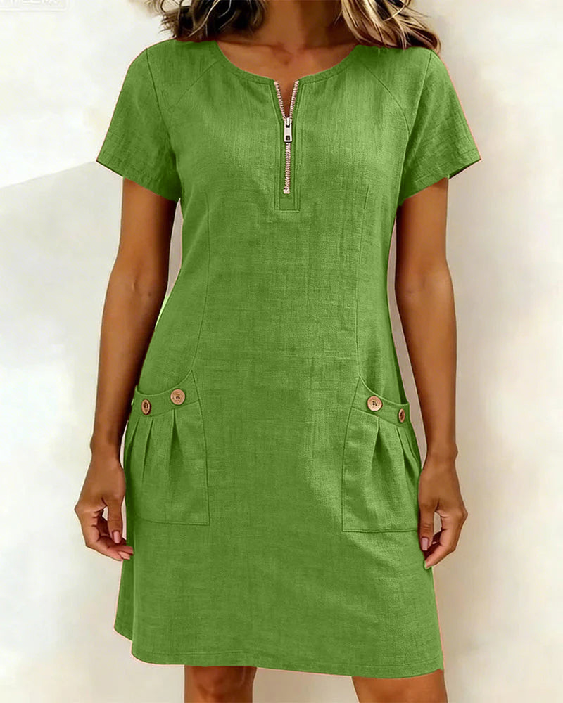 Patricia | Cotton Dress with Zipper Pocket