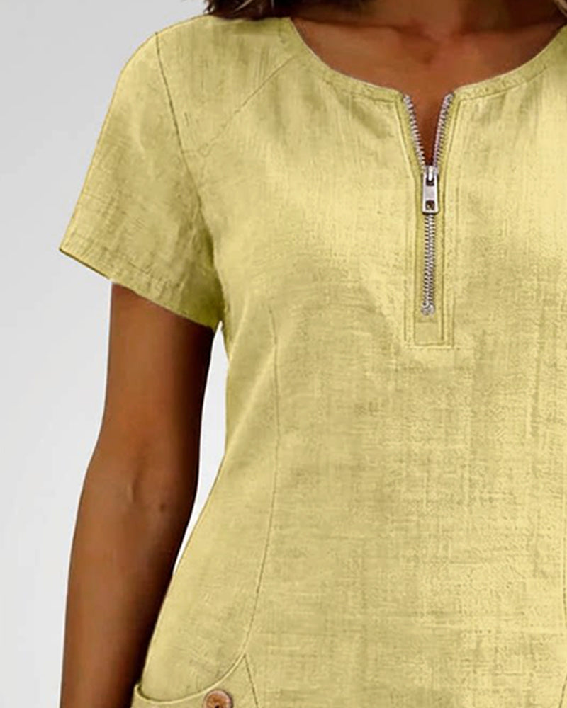 Patricia | Cotton Dress with Zipper Pocket