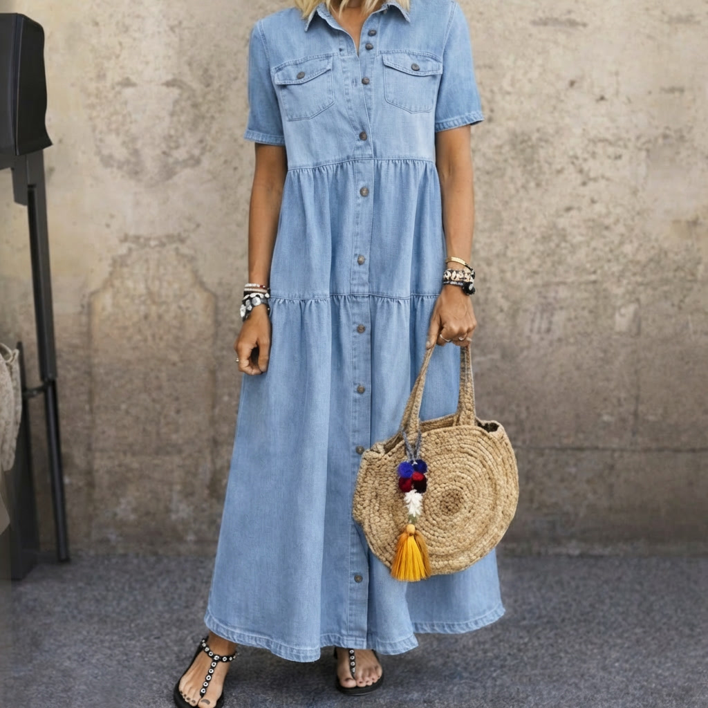 ELIZABETH | MIDI DRESS WITH BUTTON FRONT
