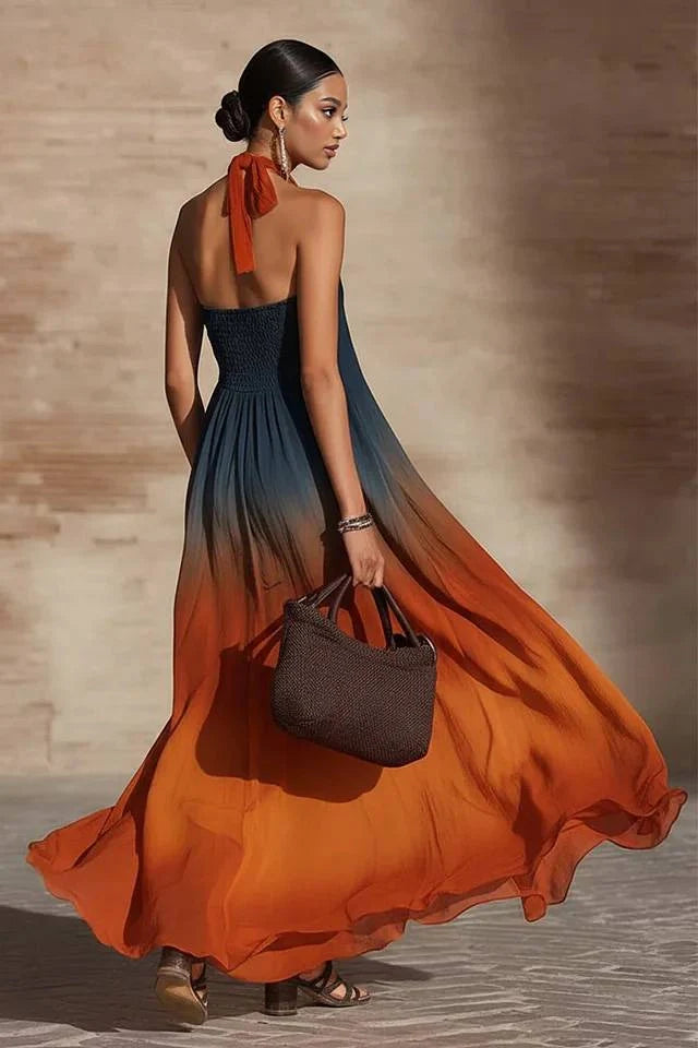 Paula | Long Halter Gradient Dress