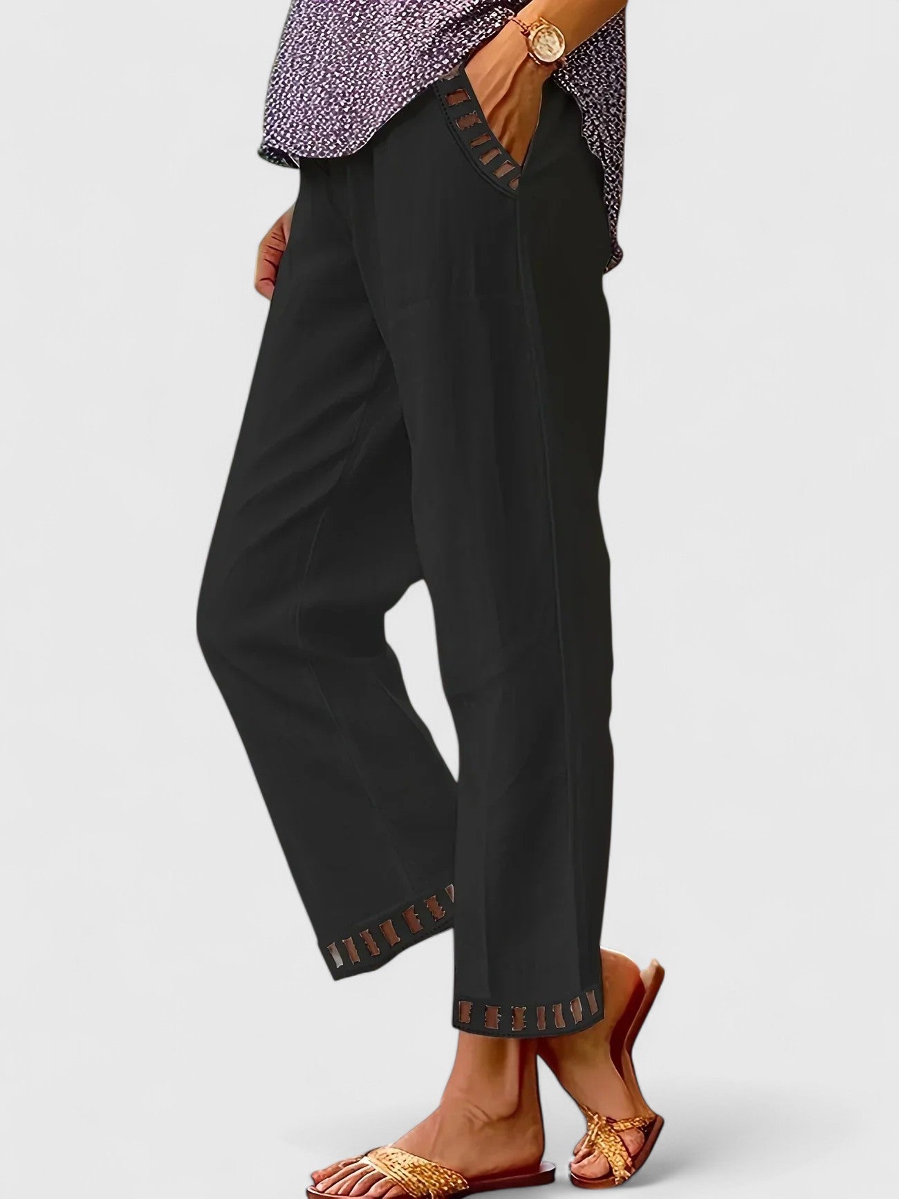 Delphine Contrast Trim Cropped Trousers