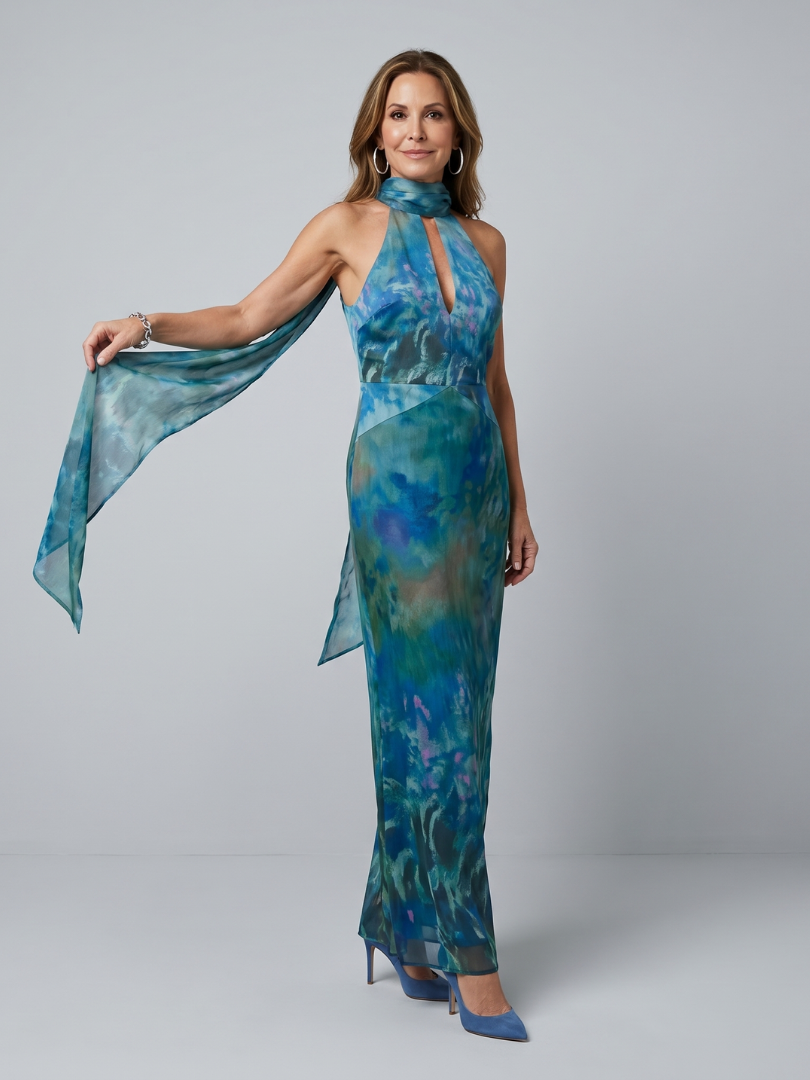 Juniper | Sleeveless Keyhole Halter Maxi Dress