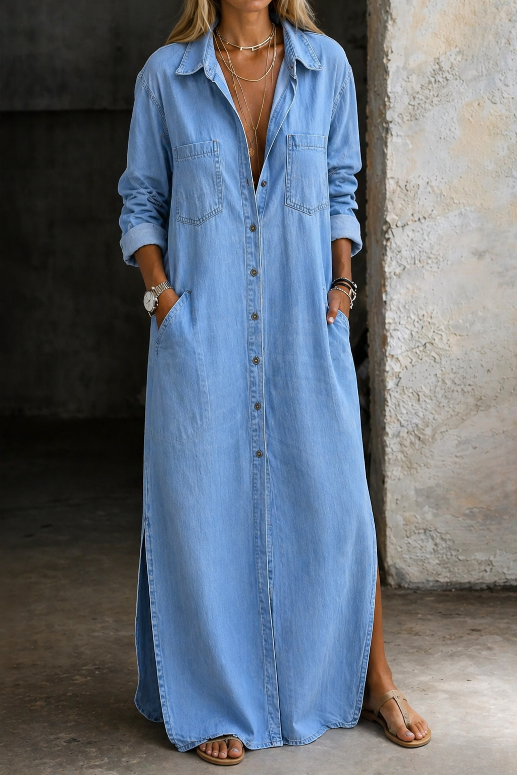 Andrea | Denim Maxi Dress