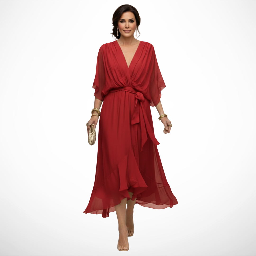 Riley | Chiffon Dress with V-Neck
