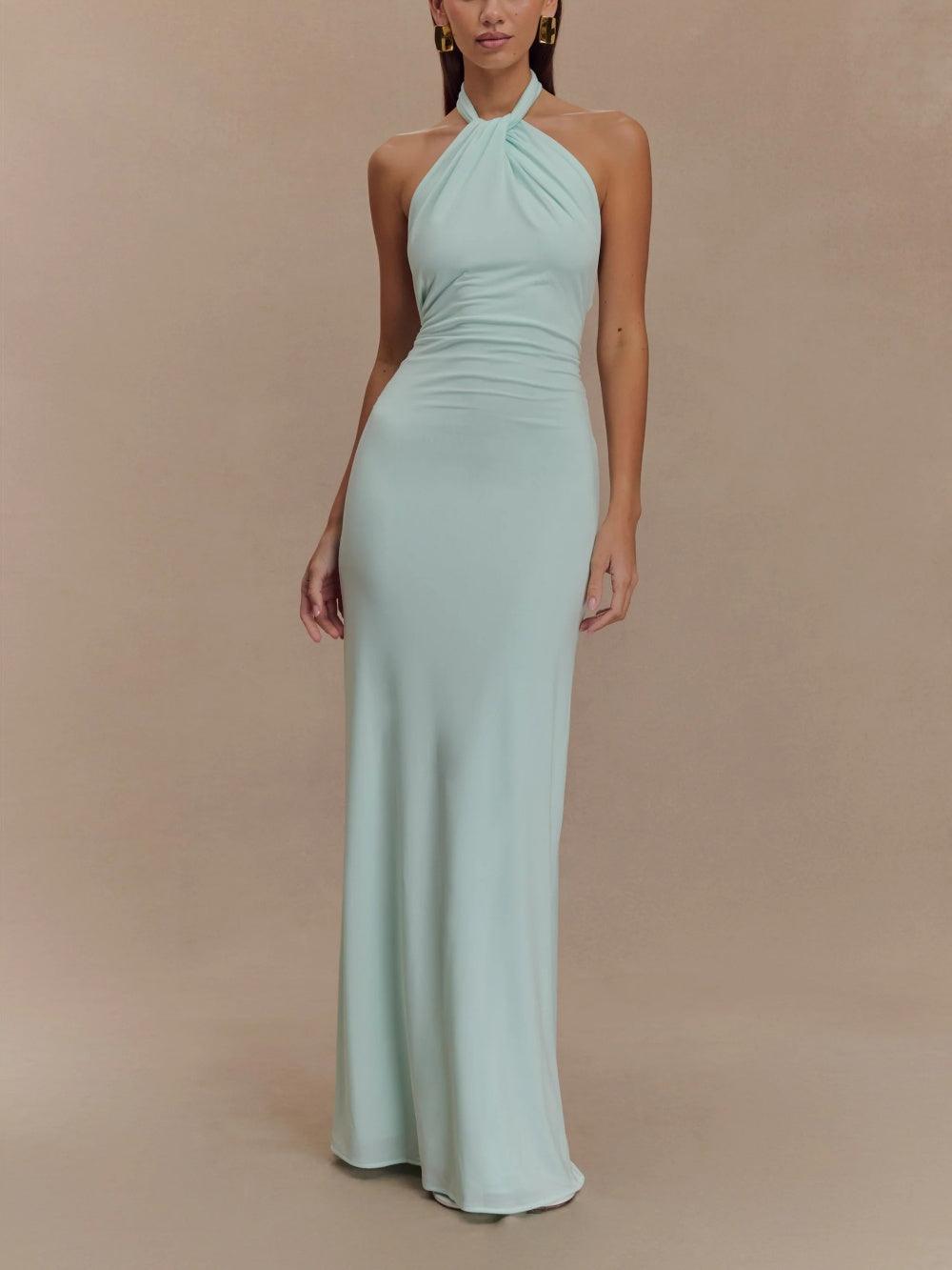 Madison | Slinky Halter Maxi Dress - Lagoon