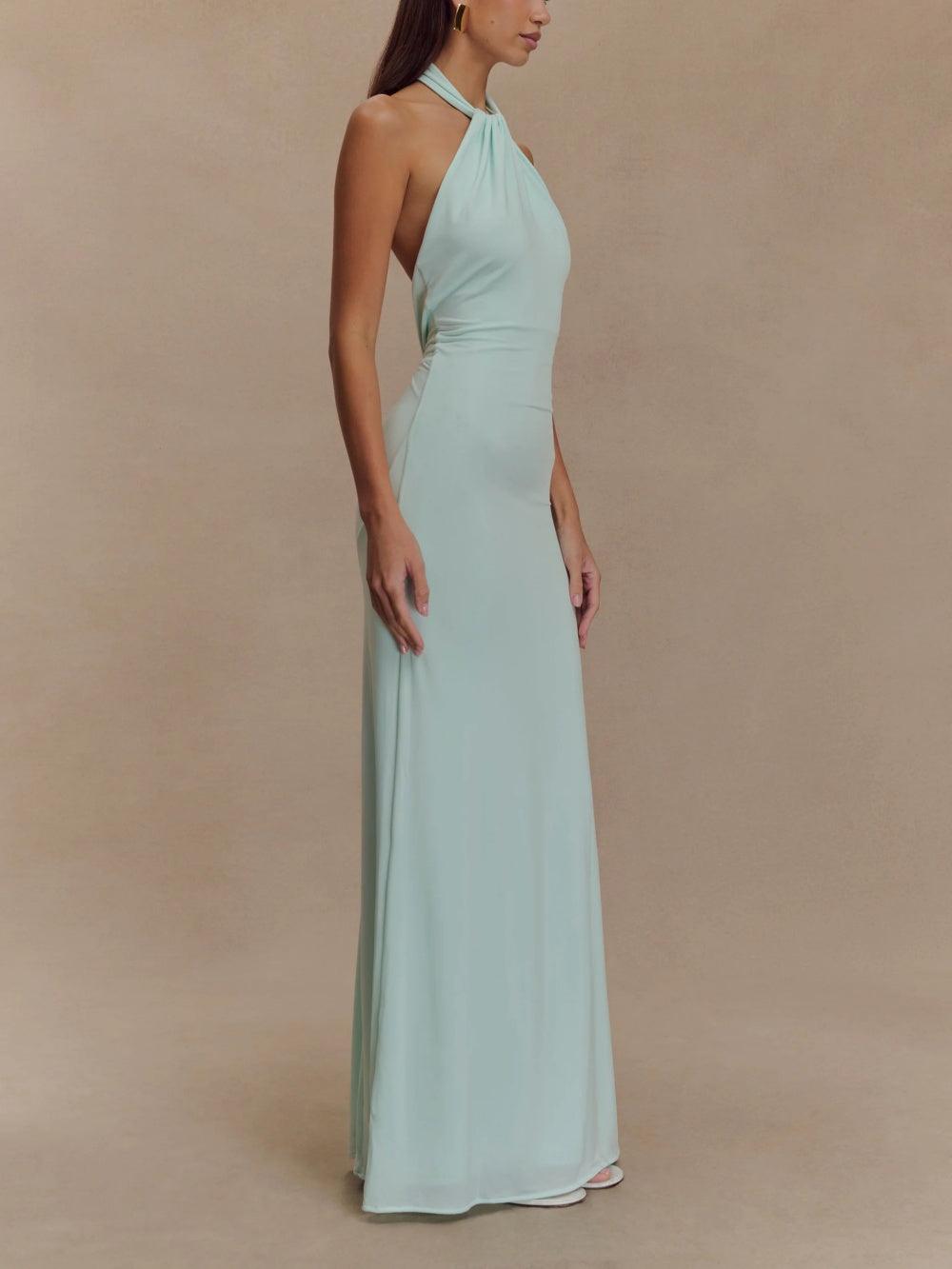 Madison | Slinky Halter Maxi Dress - Lagoon