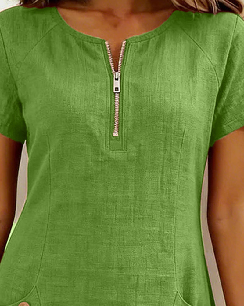 Patricia | Cotton Dress with Zipper Pocket