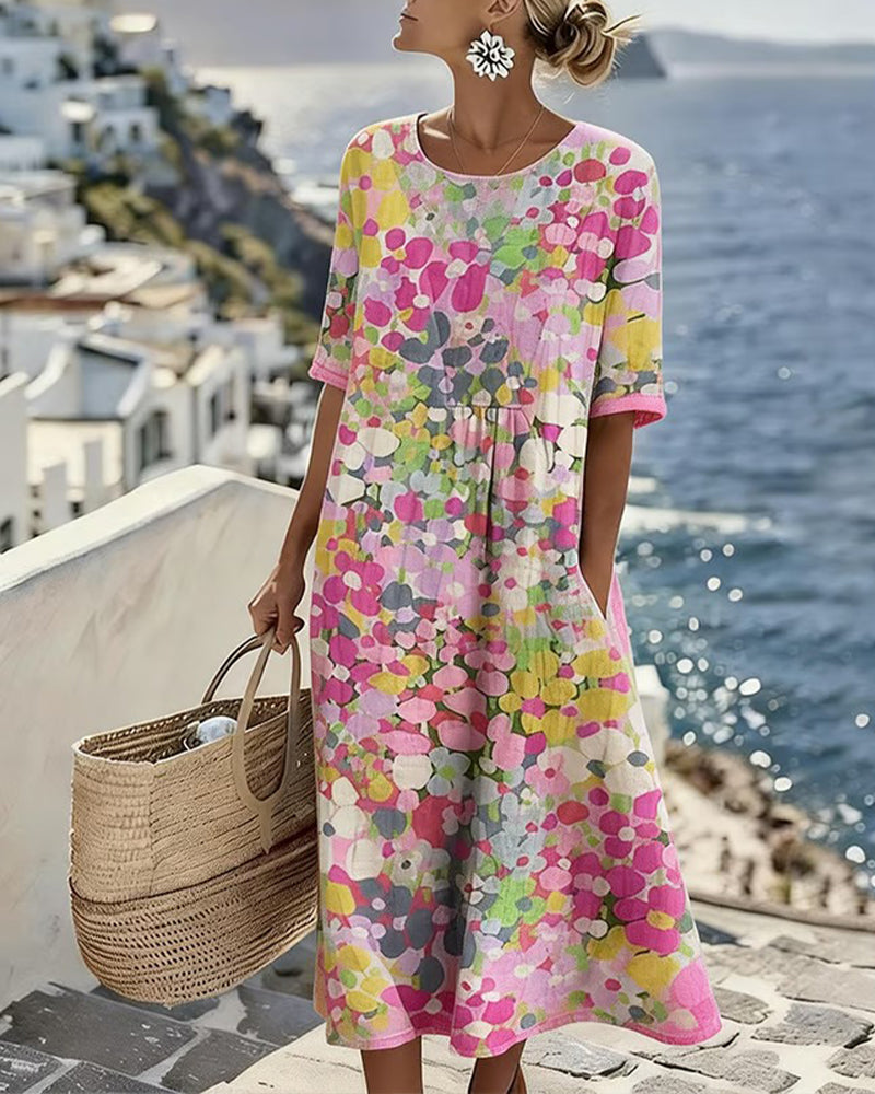 Elena - Chic Floral Midi Dress for Summer