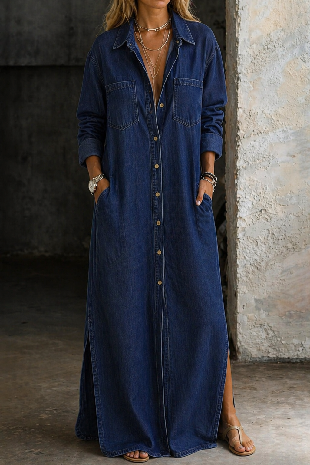 Andrea | Denim Maxi Dress
