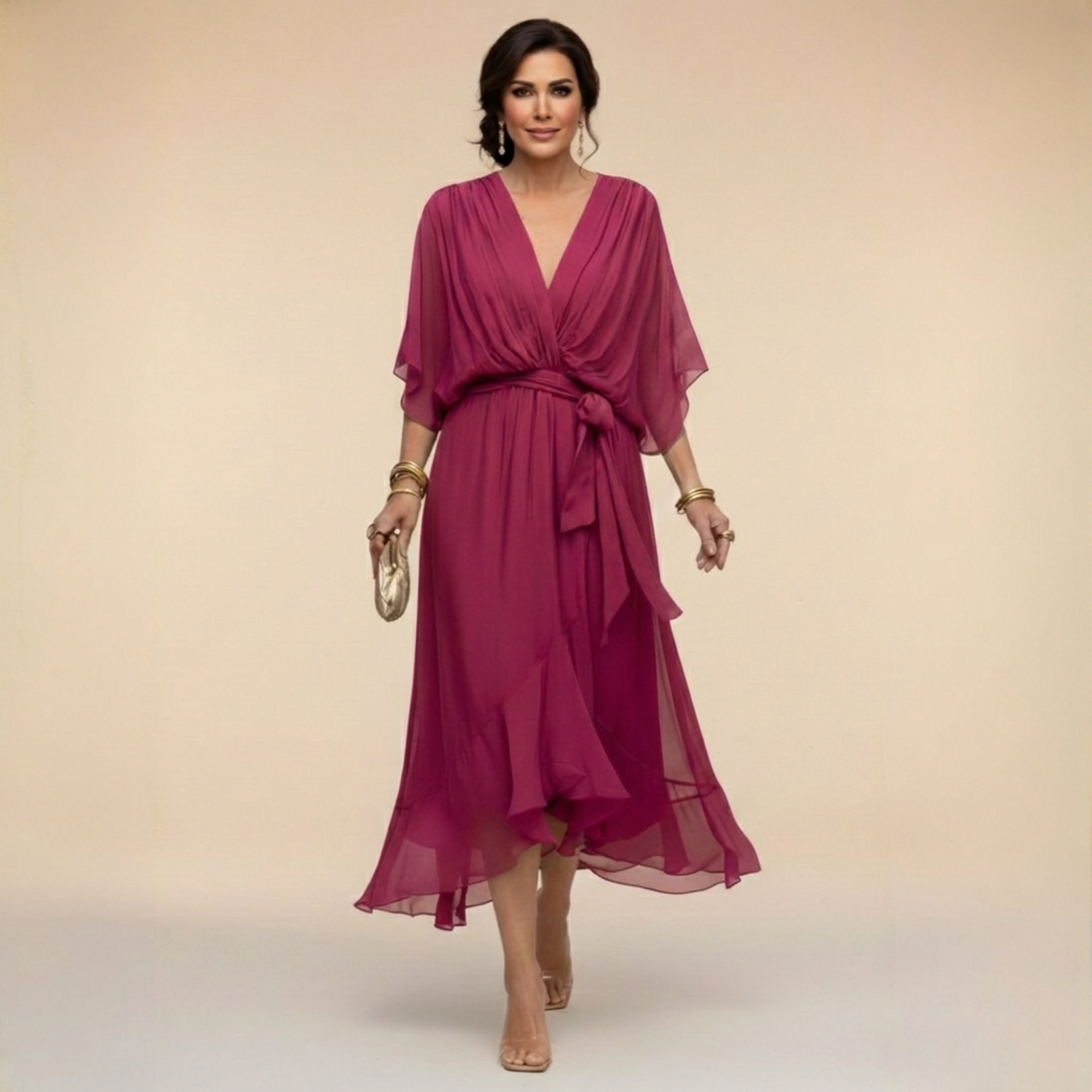 Riley | Chiffon Dress with V-Neck