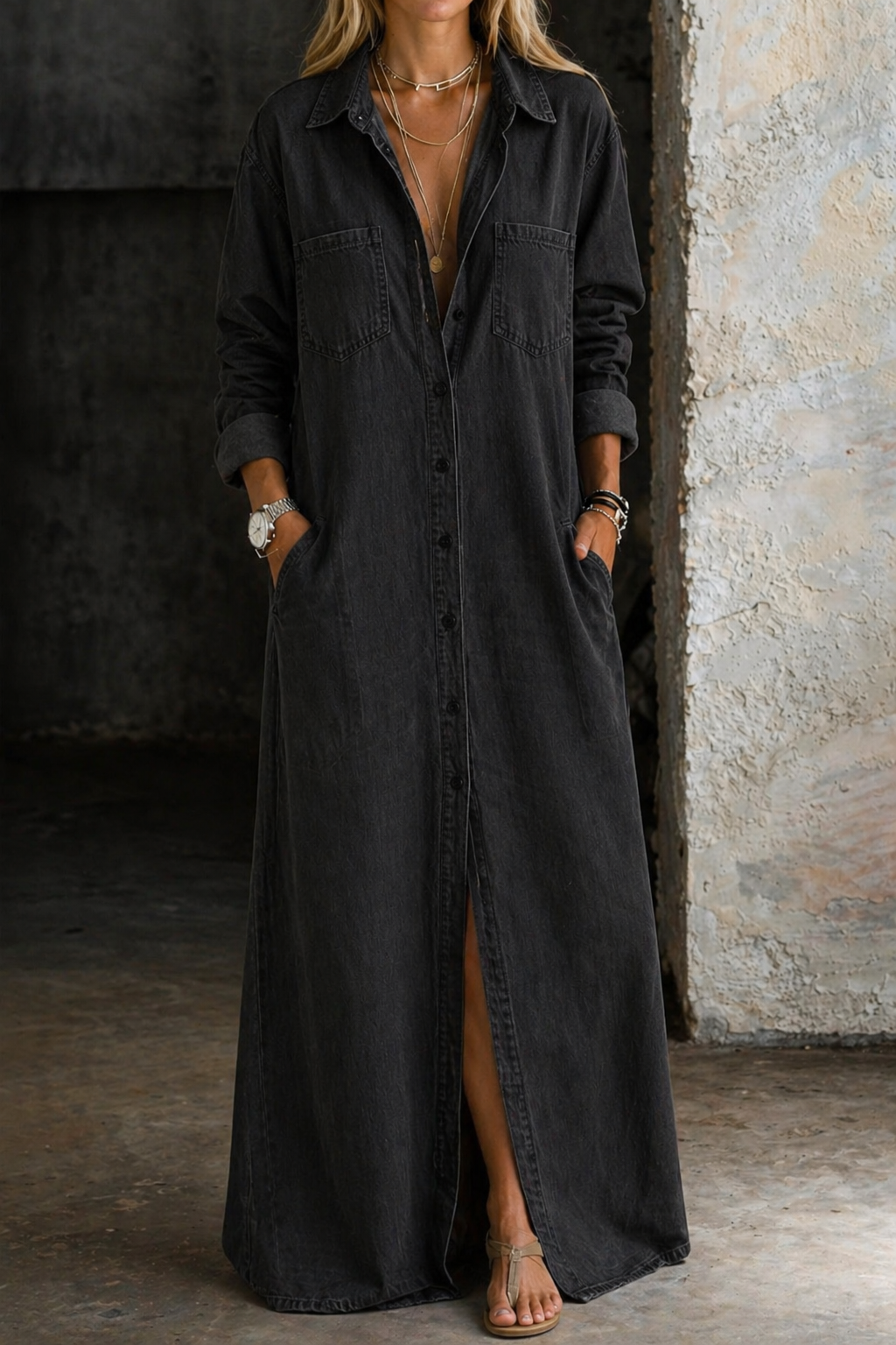 Andrea | Denim Maxi Dress