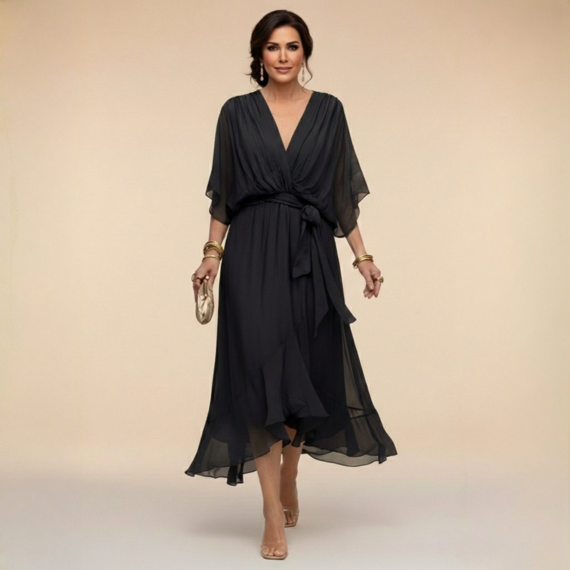 Riley | Chiffon Dress with V-Neck
