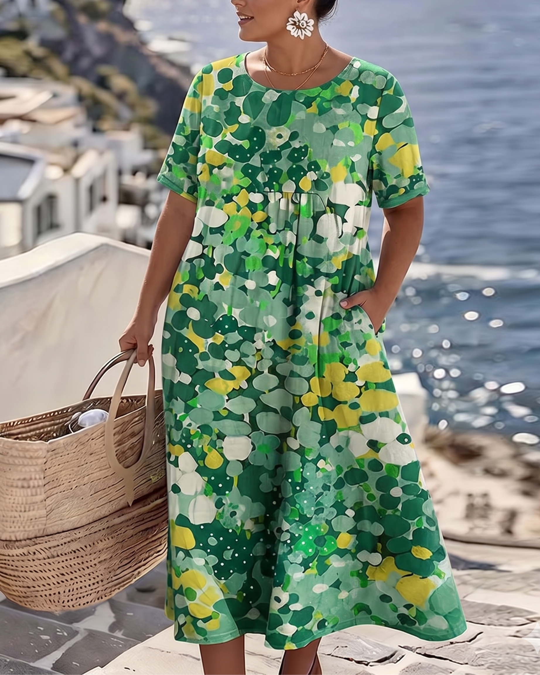 Elena - Chic Floral Midi Dress for Summer