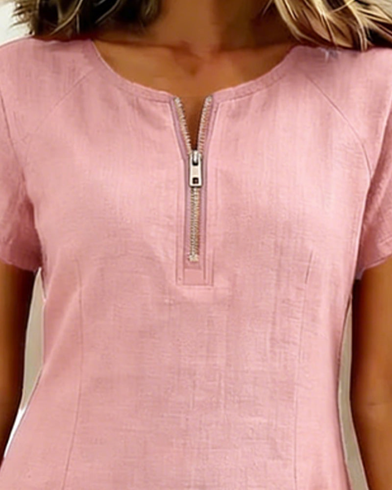 Patricia | Cotton Dress with Zipper Pocket