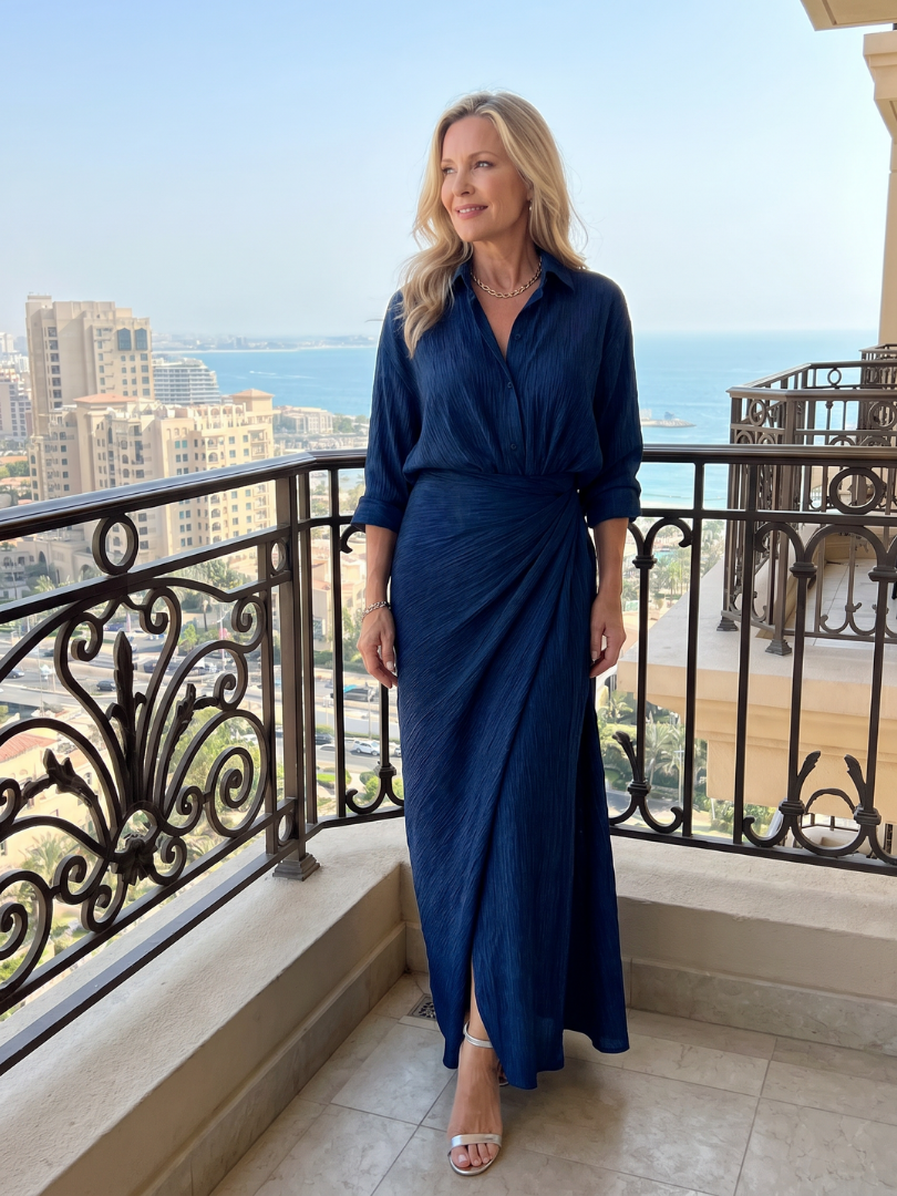 Mirque | Wrap-Style Long Sleeve Maxi Dress