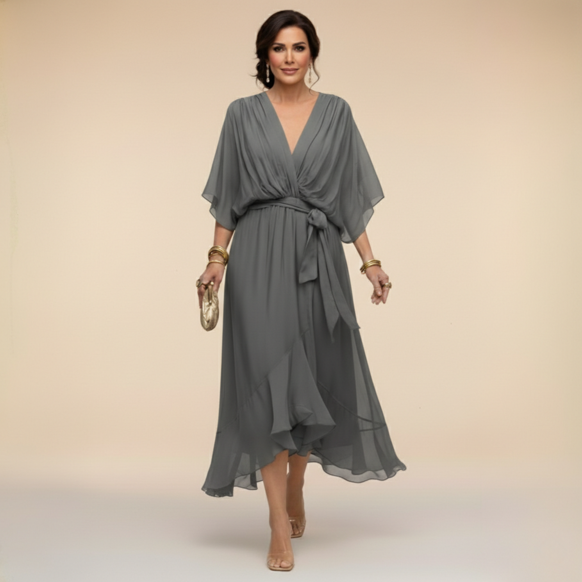 Riley | Chiffon Dress with V-Neck
