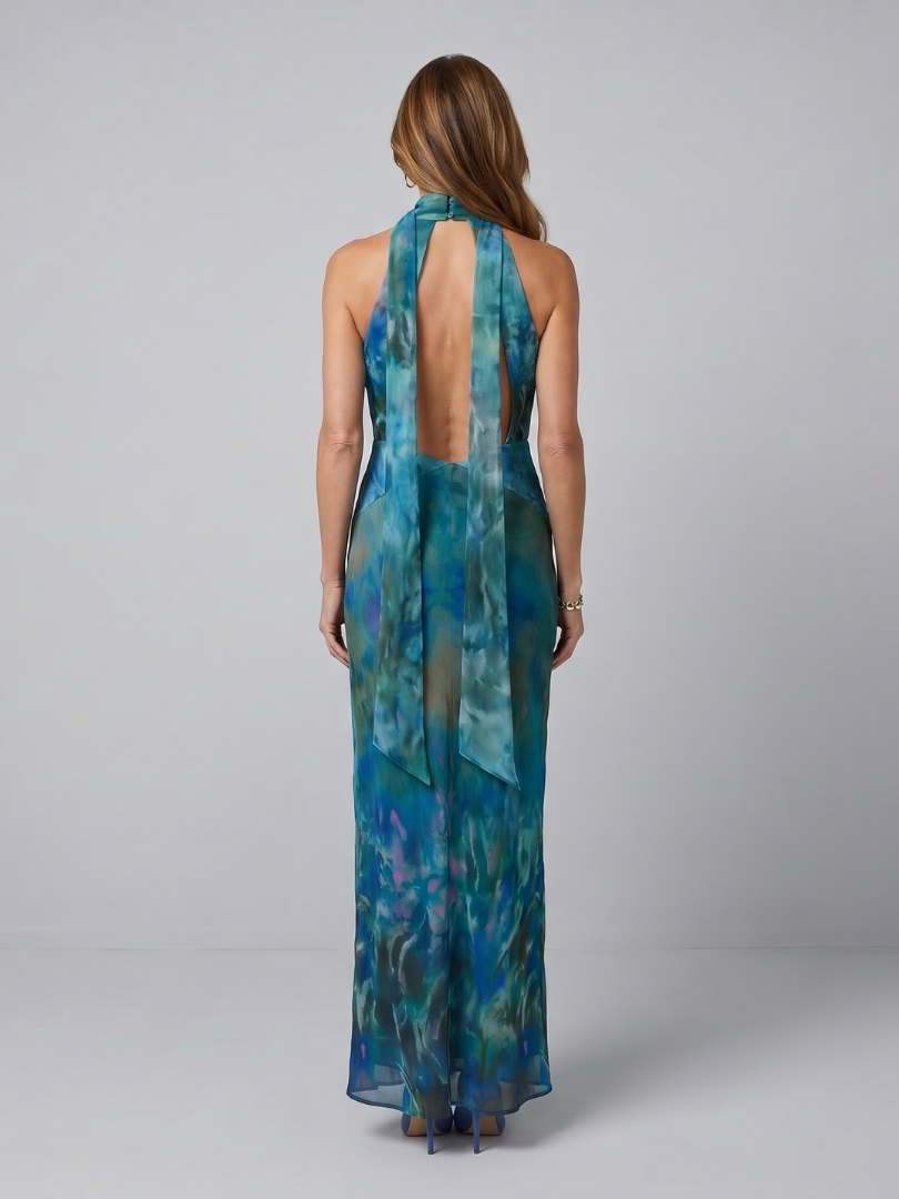 Juniper | Sleeveless Keyhole Halter Maxi Dress