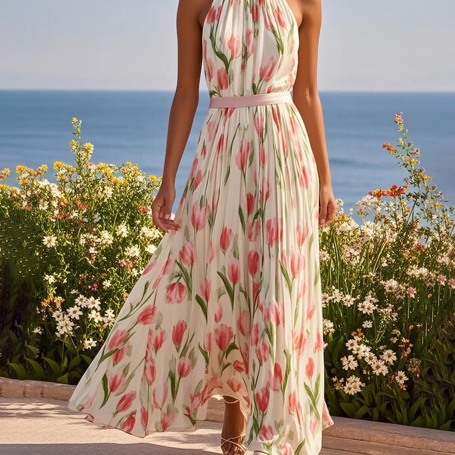 Nora | Halter Neck Maxi Dress
