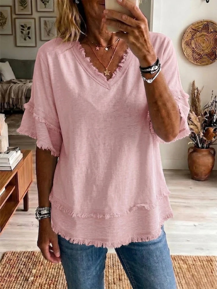 Jessica | Women's Linen V-Neck Top