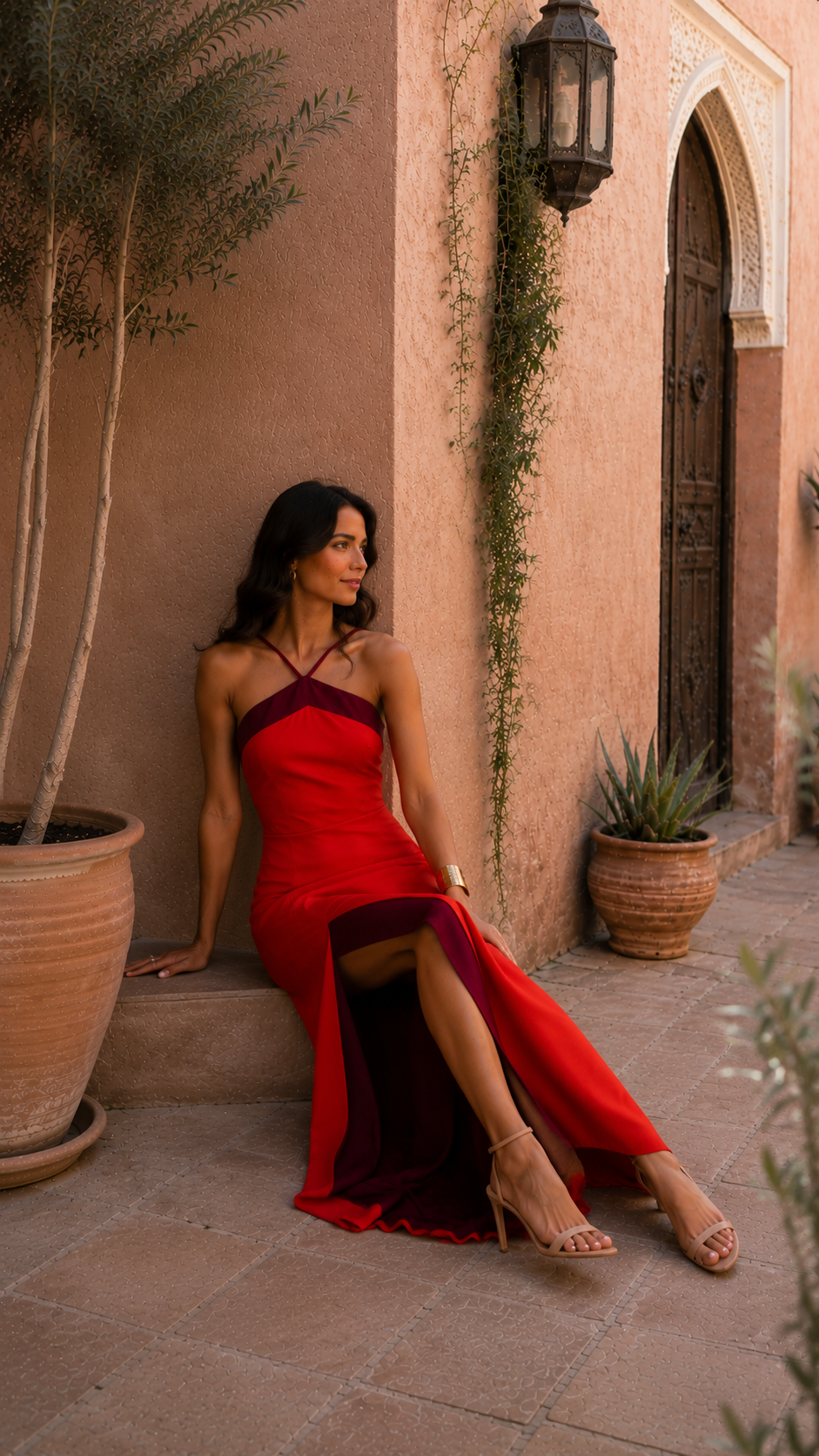 Elegant Halter Maxi Dress with Side Slit