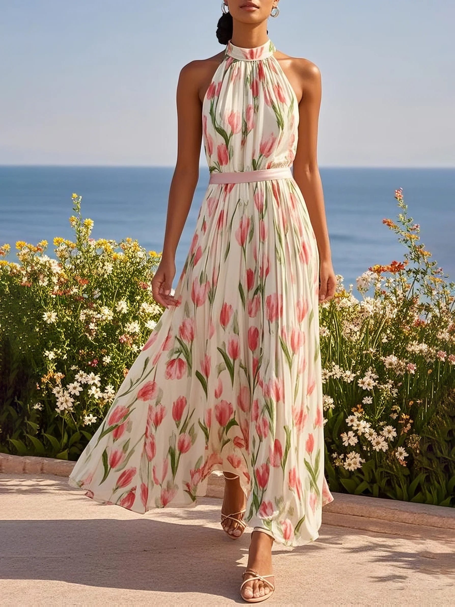 Nora | Halter Neck Maxi Dress